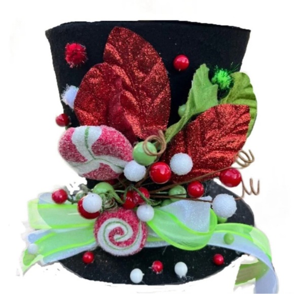 Candy Peppermint Top Hat Tree Topper Christmas Decoration Holiday Decor Gift